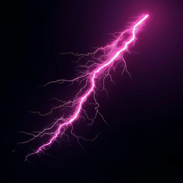 Durante la tormenta nocturna los rayos golpean la grieta de impacto y la descarga eléctrica poderosa está aislada en fondo negro pernos 3D realistas