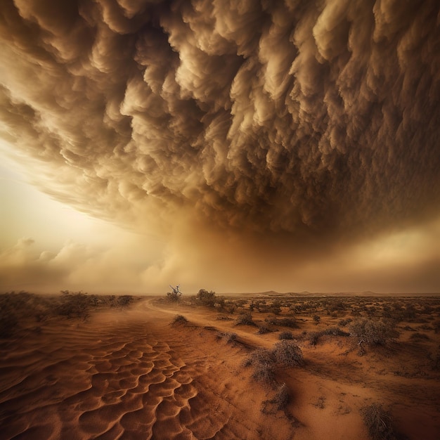 Foto una tormenta de polvo en curso