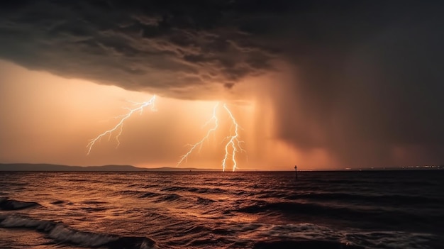 Tormenta de relámpagos sobre la ciudad en la ira de la tormenta de truenos de luz azul de la naturaleza en la gran ciudad