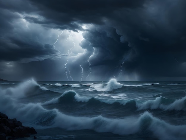 tormenta sobre el mar Imagen generada por IA