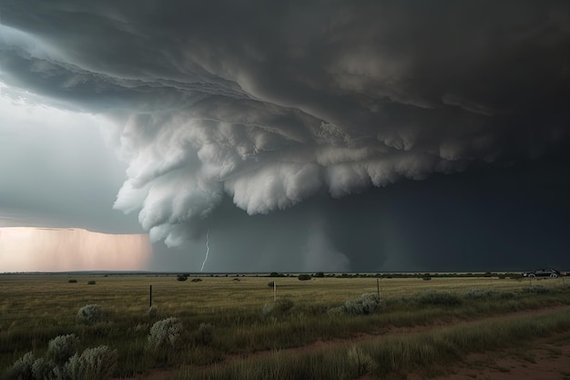 Tormenta supercélula con granizo y vientos dañinos