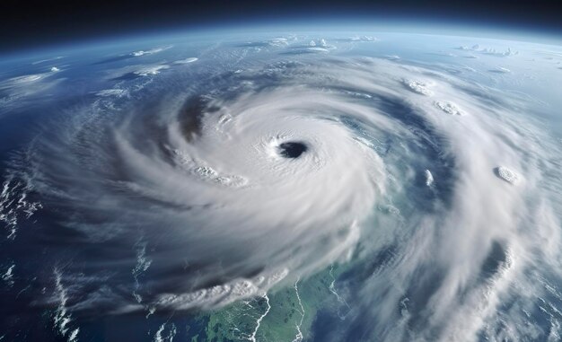 Tornado de ciclone de tempestade tropical Super Typhoon sobre o fundo do clima do oceano