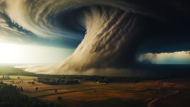 Un tornado gigante en el centro de un huracán