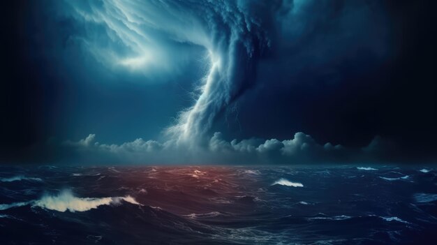 Un tornado marino un enorme tornado torbellino en el océano