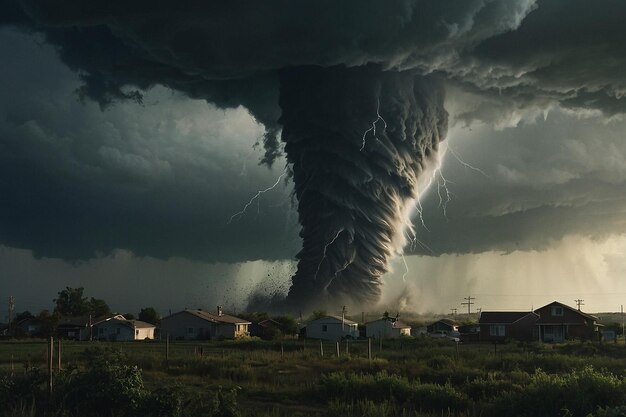 Foto tornado retratado com uma sensação de escala e magnitude