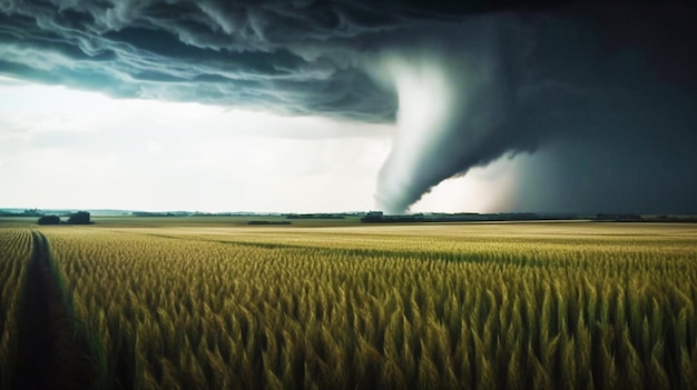 Tornado se move através de um campo de trigo