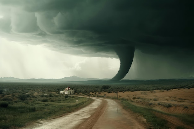 Foto tornado straßensturm erzeuge ai