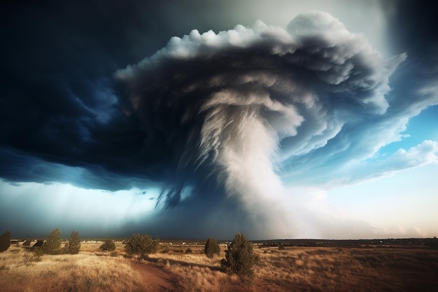 Foto tornados se formando ou se dissipando contra um céu azul claro