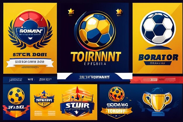 Torneo de fútbol diseño vectorial deportivo moderno