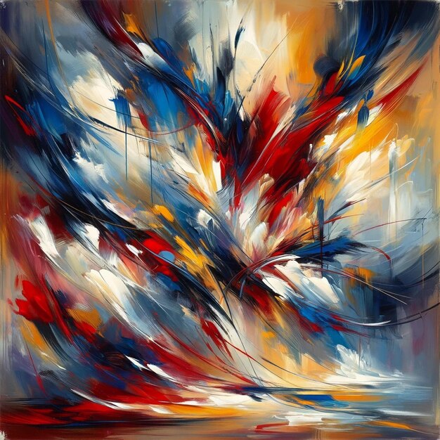 Tornillos abstractos dinámicos en una pintura al óleo vívida