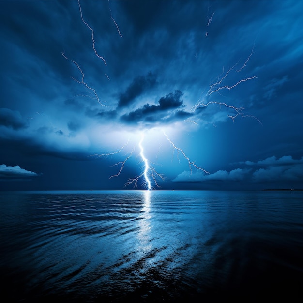 Foto tornos de medianoche relámpago minimalista en la tormenta