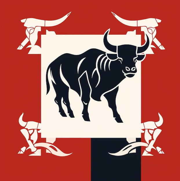 Foto un toro con fondo rojo que dice toro.