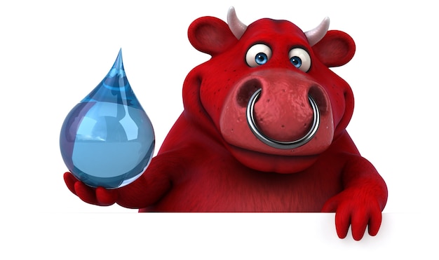 Toro rojo - Ilustración 3D