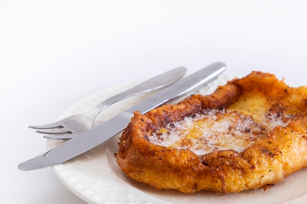 Torrada francesa frita Torrijas Típico doce espanhol da Páscoa Fotografia vertical e foco seletivo