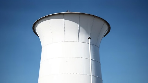 Una torre de agua blanca en el cielo