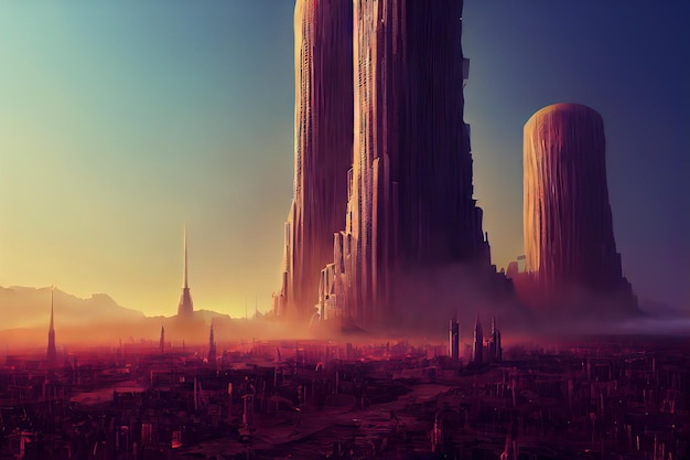 Torre de Babel como concepto de religión Pintura de ilustración de estilo de arte digital