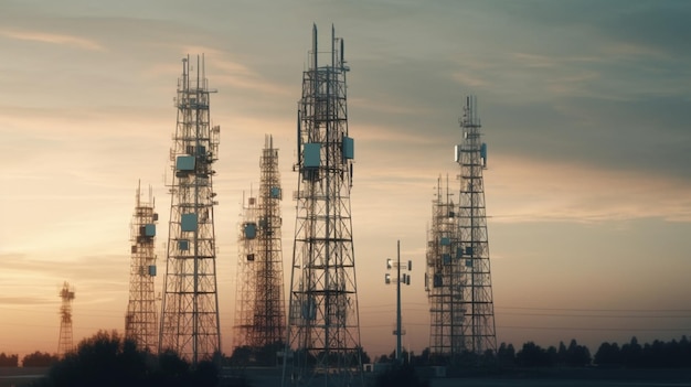 Torre de comunicación de tecnología de red global para internet inalámbrico de alta velocidad Generative Ai