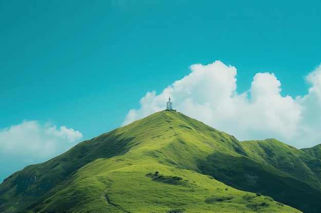 Torre da Colina Branca e Verde Contra o Céu