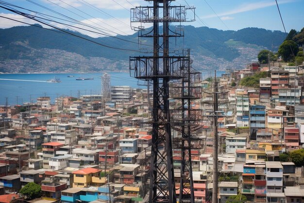 Torre de energia da ponte da laguna sobre o rio Pinheiros e ciclovias