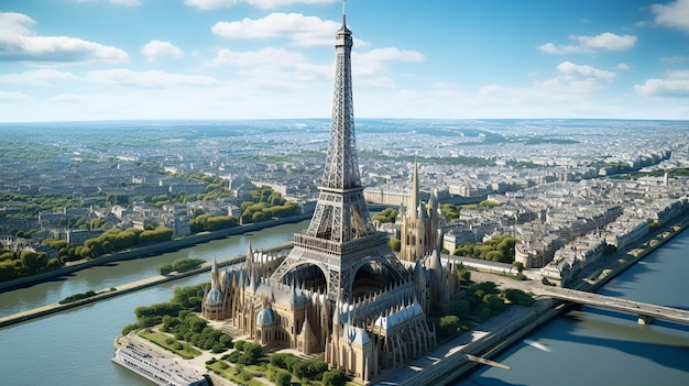 Torre de Notre Dame imagens fotográficas criativas de alta definição