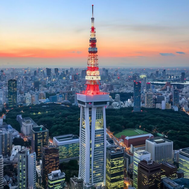 Torre de observação do edifício Roppongi com vista da cidade de Tóquio, Japão