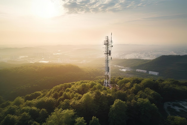 Torre de rádio G com visão clara da área circundante criada com IA generativa