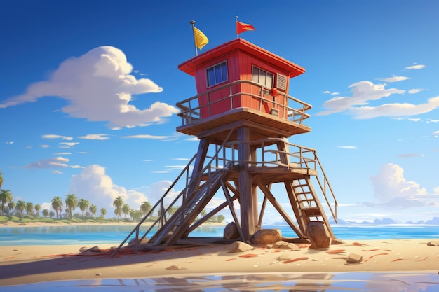 Torre de salva-vidas em uma praia simbolizando segurança IA gerativa