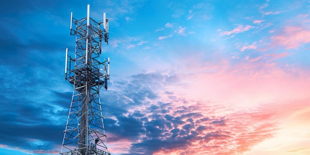 Foto torre de telecomunicações antena no céu azul