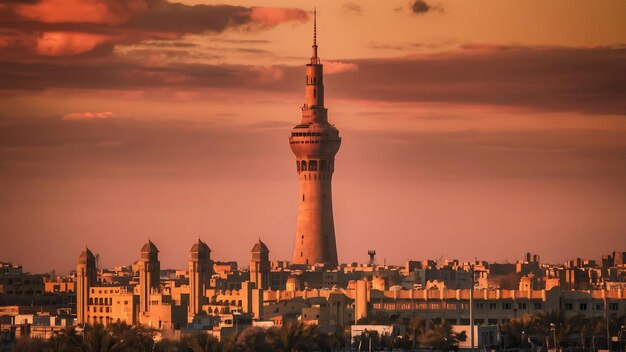 Foto torre do cairo iluminada pelo sol