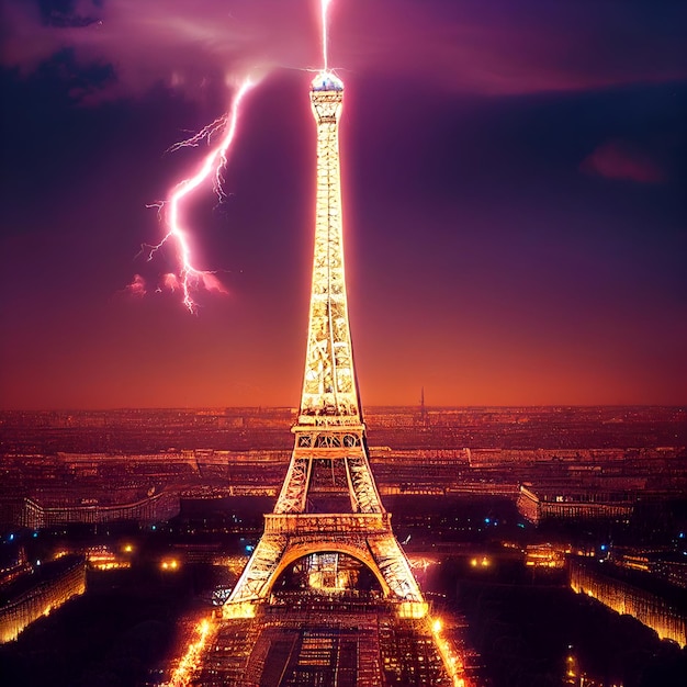 La Torre Eifel y una tormenta