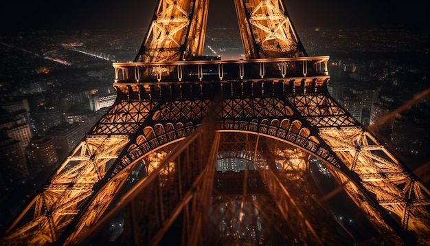 La Torre Eiffel, la ciudad de la Torre Eiffel por la noche, la IA generativa.