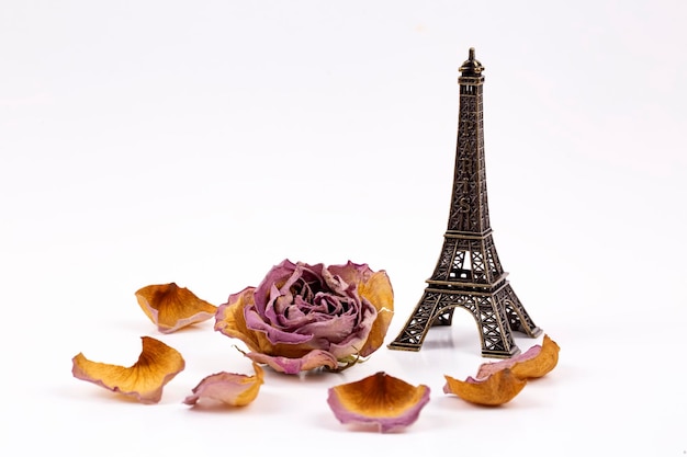 Torre Eiffel em miniatura Paris isolada. Foto do conceito de viagem.
