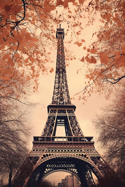 Foto torre eiffel em paris frança imagem filtrada processada efeito vintage