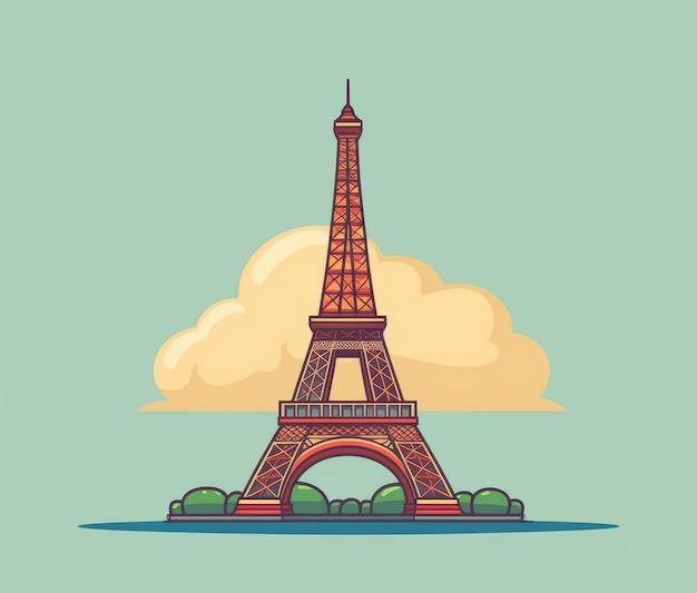 La torre eiffel es una ilustración de estilo de dibujos animados.