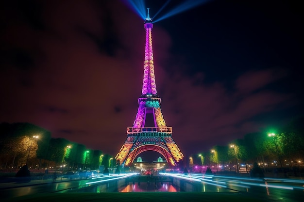 Foto torre eiffel famosa em paris com cores lindas