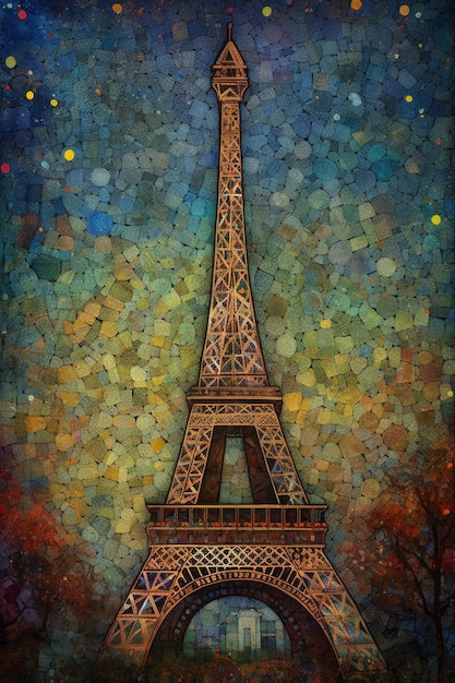 Torre Eiffel hermoso colorido arte vector generativo AI