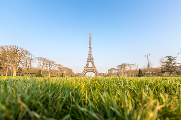 Foto torre eiffel jardín primavera parís