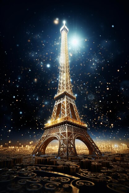 Foto torre eiffel de lujo creativa con brillo ar 23