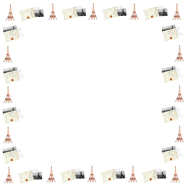 Torre Eiffel con marco con patrón png fondo transparente