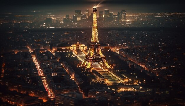 Foto torre eiffel por la noche ciudad torre eiffel por la noite ciudad por la noche