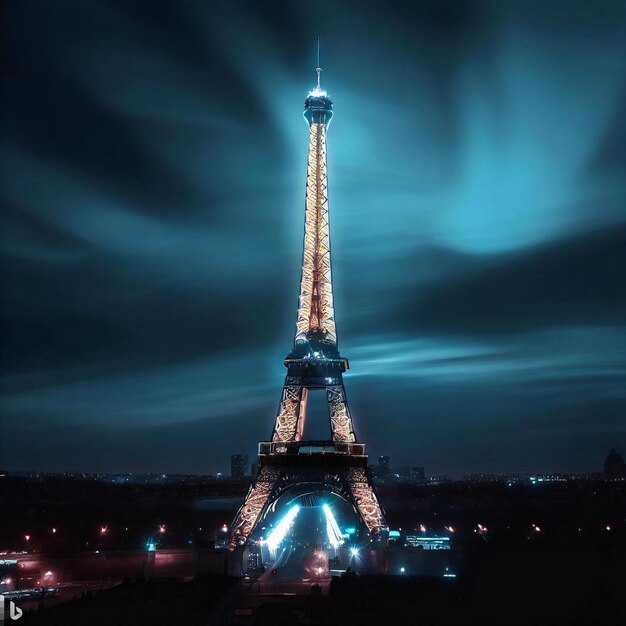 Foto la torre eiffel de noche