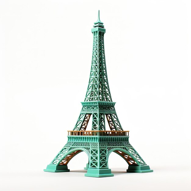 Torre Eiffel de París Francia con embarcación 3D y fondo aislado