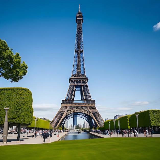 La Torre Eiffel en París, Francia, se muestra en 3D