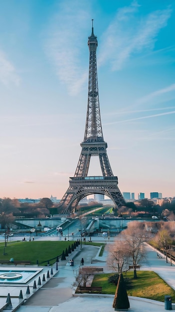 La Torre Eiffel en el Parque del Campo de Marte en París, Francia