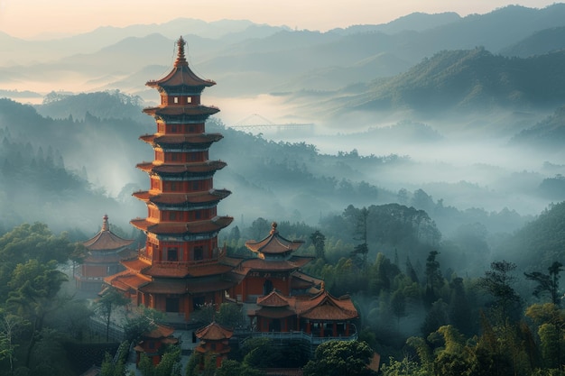 Foto torre em cima de uma colina verde exuberante