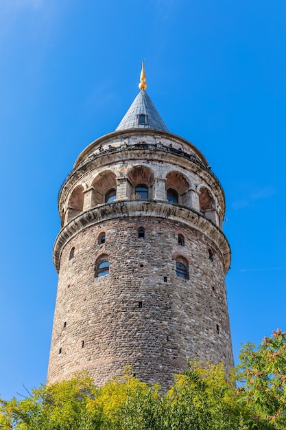 Torre Galata de Istambul, vista detalhada próxima.