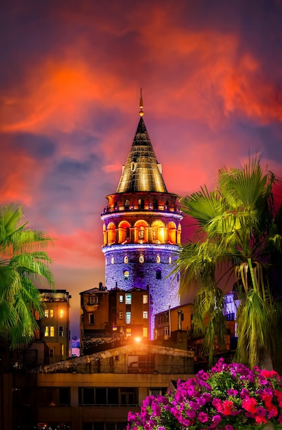 Torre de Gálata de noche