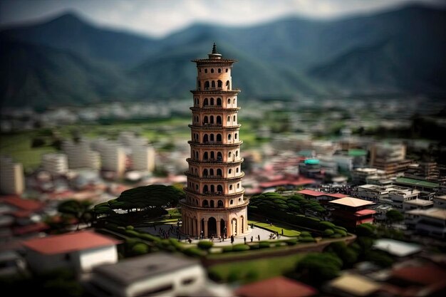 Torre inclinada em miniatura de Nantou Taiwan em alta definição