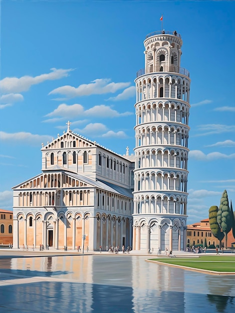 Foto torre inclinada de pisa en toscana italia