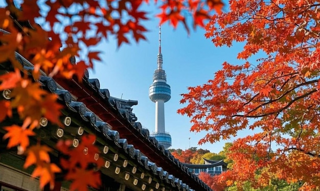 Torre N de Seúl en otoño